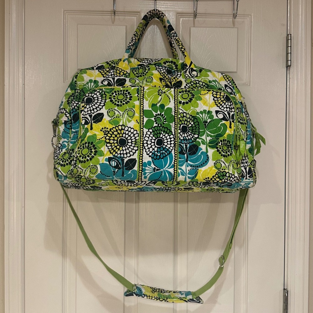 Vera Bradley Limelight Floral Quilted Cotton Duffel Bag Weekend Travel Tote